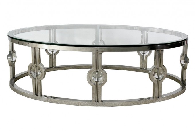 GUDVE - 130CM SOFFBORD I GLAS/ROSTFRITT SILVER STÅL
