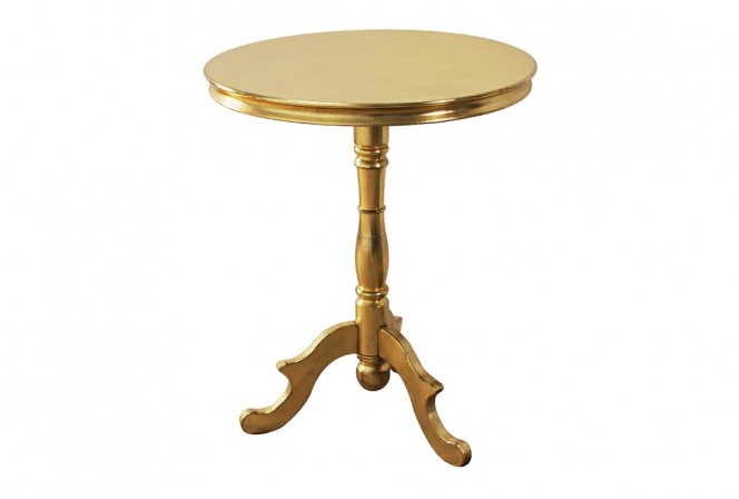 BODIL - Ø65CM GULDLACKERAT SIDOBORD I TRÄ