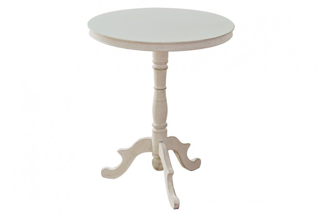 BODIL - Ø65CM VITLACKERAT SIDOBORD I TRÄ 2