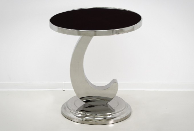 TOSTE - Ø50CM SIDOBORD I SVART TEMPERERAT GLAS