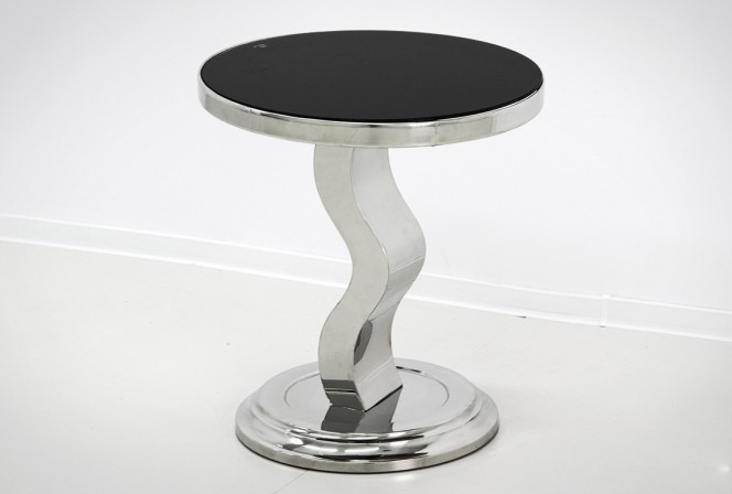 GERE - Ø50CM SIDOBORD I SVART TEMPERERAT GLAS 2