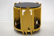 MYRA - 60CM GULD/SVART SIDOBORD I HÄRDAT GLAS