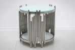 MYRA - Ø60CM SILVER/VITT SIDOBORD I HÄRDAT GLAS