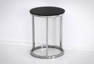 NOELLE - Ø40CM SVART/SILVER SIDOBORD TEMPERERAT GLAS