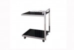 NOELLE - SOFF/SIDOBORD I SVART TEMPERERAT GLAS M. HJUL