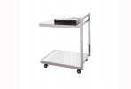 NOELLE - SOFF/SIDOBORD I VITT TEMPERERAT GLAS M. HJUL