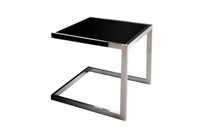 NOELLE - 45X45CM SOFF/SIDOBORD I SVART TEMPERERAT GLAS