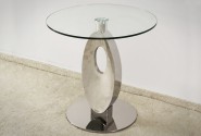 NAYA - Ø 55CM SIDOBORD I ROSTFRITT STÅL/TEMPERERAT GLAS