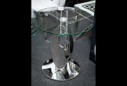 NAYA - Ø 55CM SIDOBORD I ROSTFRITT STÅL/TEMPERERAT GLAS
