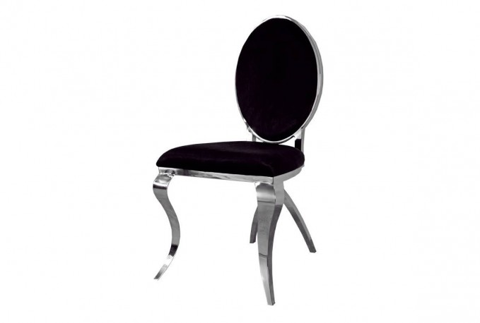 LOU - SILVER/SVART MATSTOL I POLERAT STÅL/VELOUR	