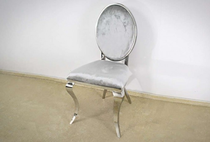 LOU - SILVER/SILVER MATSTOL I POLERAT STÅL/VELOUR	