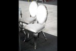 LOU - SILVER/SILVER MATSTOL I POLERAT STÅL/VELOUR	