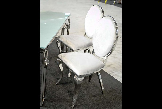 LOU - SILVER/SILVER MATSTOL I POLERAT STÅL/VELOUR	