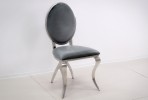 LOU - SILVER/GRAFIT MATSTOL I POLERAT STÅL/VELOUR	