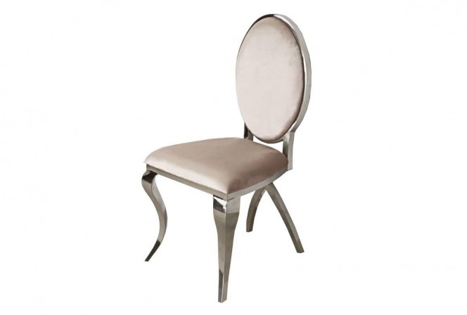 LOU - SILVER/BEIGE MATSTOL I POLERAT STÅL/VELOUR