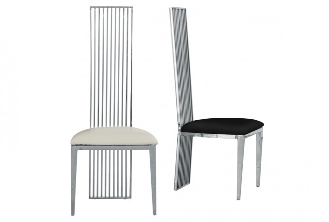 MALVA - SILVER/SVART MATSTOL I POLERAT STÅL