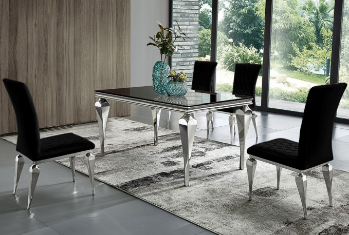 INGOLA - SILVER/SVART MATSTOL I VELOUR