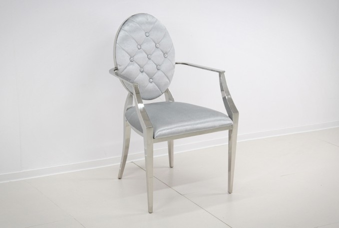 NEMY - SILVER/GRÅ MATSTOL M. ARMSTÖD I VELOUR