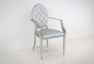 NEMY - SILVER/GRÅ MATSTOL M. ARMSTÖD I VELOUR