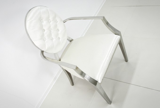 NEMY - SILVER/VIT MATSTOL M. ARMSTÖD I VELOUR