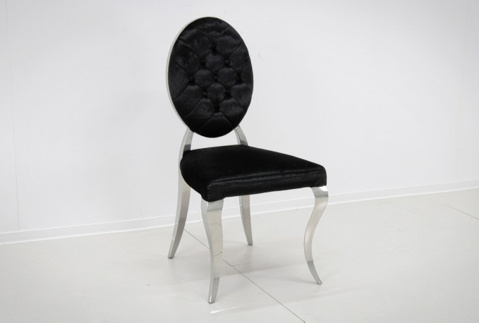 NEMY - SILVER/SVART MATSTOL I VELOUR