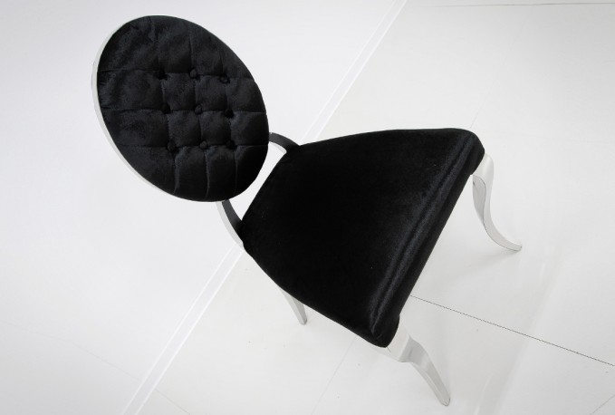 NEMY - SILVER/SVART MATSTOL I VELOUR