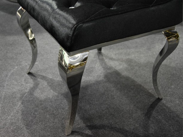 EVERLYN - SILVER/SVART MATSTOL I VELOUR