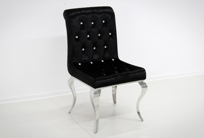 EVERLYN - SILVER/SVART MATSTOL I VELOUR