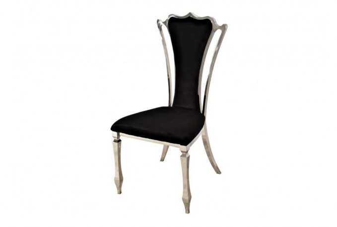 HELIN - SILVER/SVART MATSTOL I VELOUR