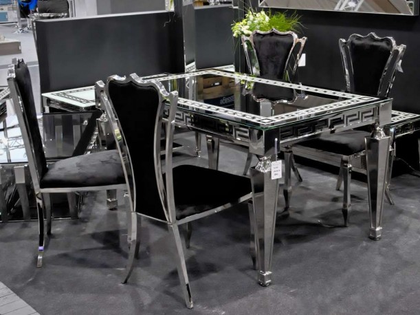 HELIN - SILVER/SVART MATSTOL I VELOUR
