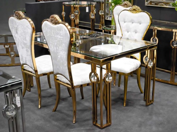 FLORA - GULD/BEIGE MATSTOL I VELOUR