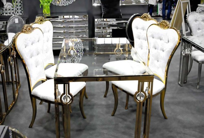 FLORA - GULD/BEIGE MATSTOL I VELOUR