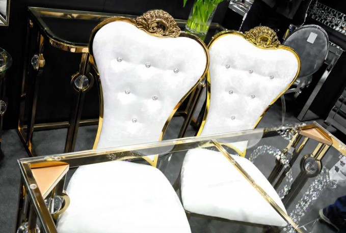 FLORA - GULD/BEIGE MATSTOL I VELOUR