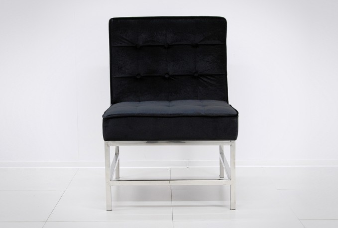 JARUND - 75CM VELOUR FÅTÖLJ I SVART OCH SILVER
