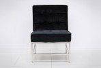 JARUND - 75CM VELOUR FÅTÖLJ I SVART OCH SILVER