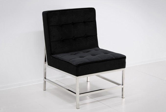 JARUND - 75CM VELOUR FÅTÖLJ I SVART OCH SILVER