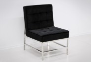 JARUND - 75CM VELOUR FÅTÖLJ I SVART OCH SILVER