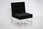 JARUND - 75CM VELOUR FÅTÖLJ I SVART OCH SILVER