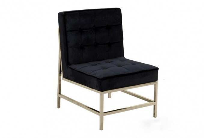 JARUND - 75CM VELOUR FÅTÖLJ I SVART OCH SILVER