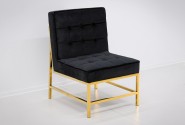 JARUND - 75CM VELOUR FÅTÖLJ I SVART OCH GULD
