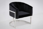JARUND - 86CM VELOUR FÅTÖLJ I SVART OCH SILVER