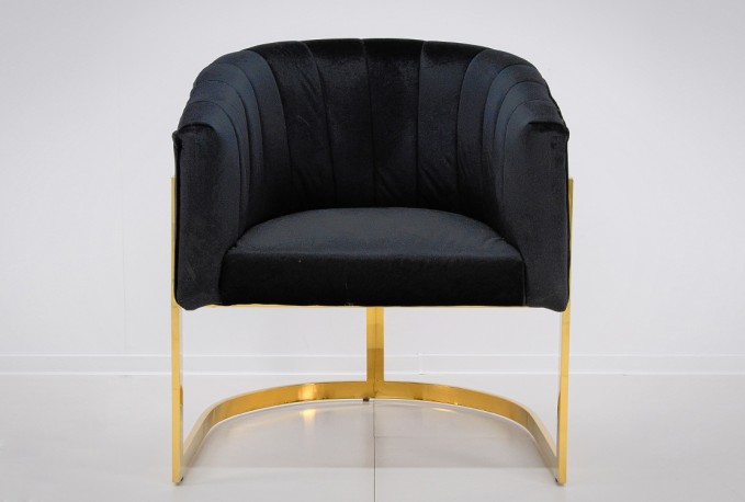 JARUND - 86CM VELOUR FÅTÖLJ I SVART OCH GULD