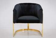 JARUND - 86CM VELOUR FÅTÖLJ I SVART OCH GULD