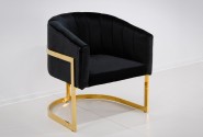 JARUND - 86CM VELOUR FÅTÖLJ I SVART OCH GULD