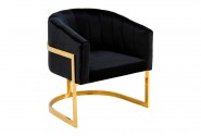 JARUND - 86CM VELOUR FÅTÖLJ I SVART OCH GULD
