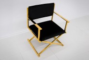 JARUND - 64CM VELOUR FÅTÖLJ I SVART OCH GULD