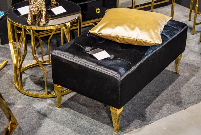 ERNA - 90CM SVART/GULD SITTBÄNK I VELOUR