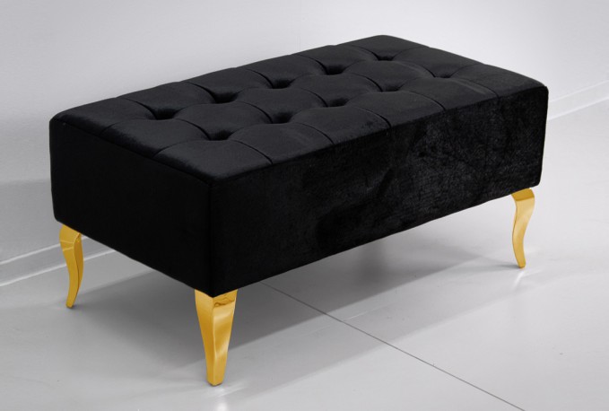 ERNA - 90CM SVART/GULD SITTBÄNK I VELOUR