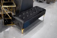 ERNA - 140CM SVART/GULD SITTBÄNK I VELOUR