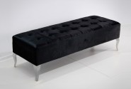 ERNA - 140CM SVART/SILVER SITTBÄNK I VELOUR